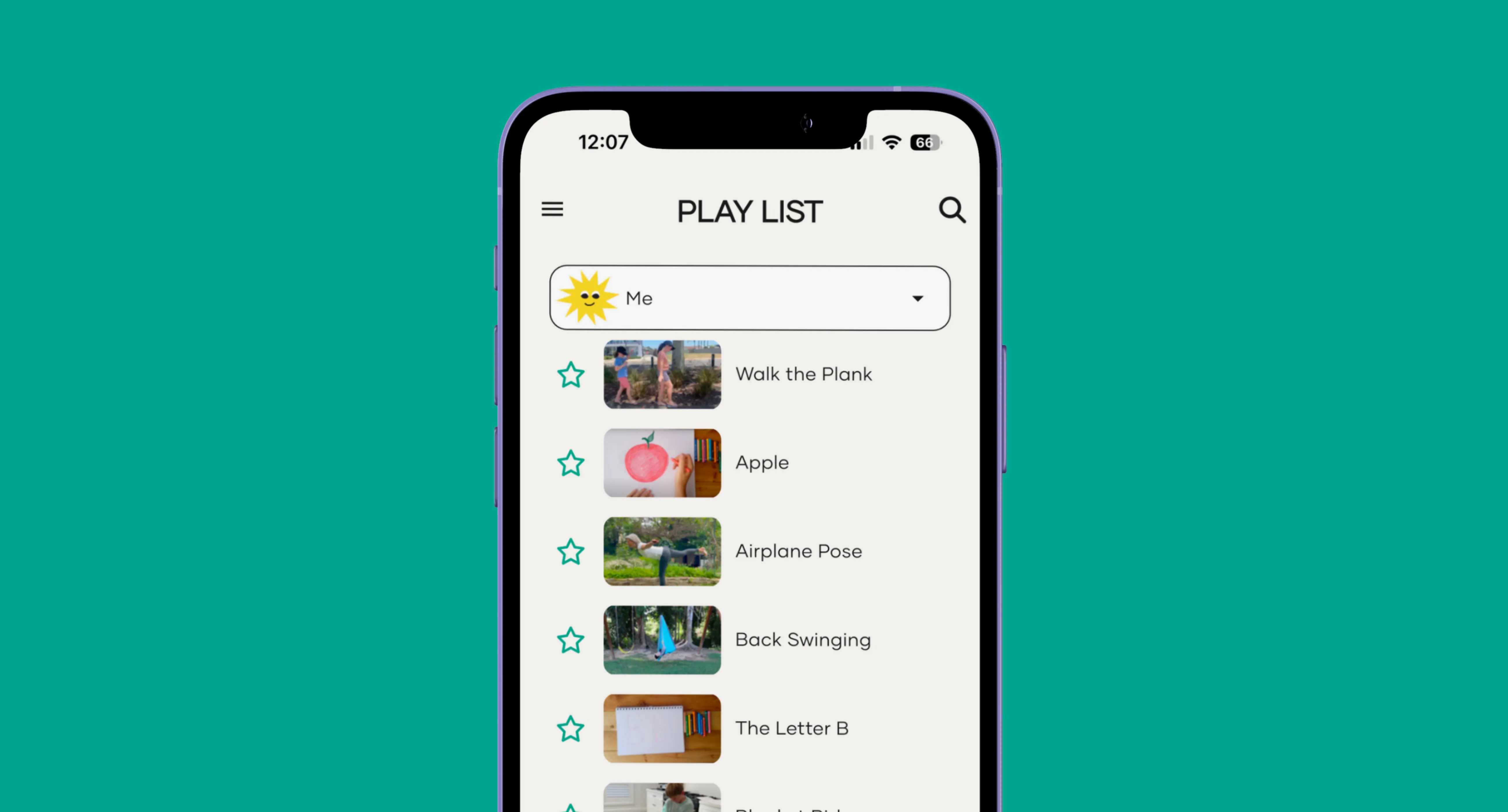 The Play Way App playlist demo on iphone