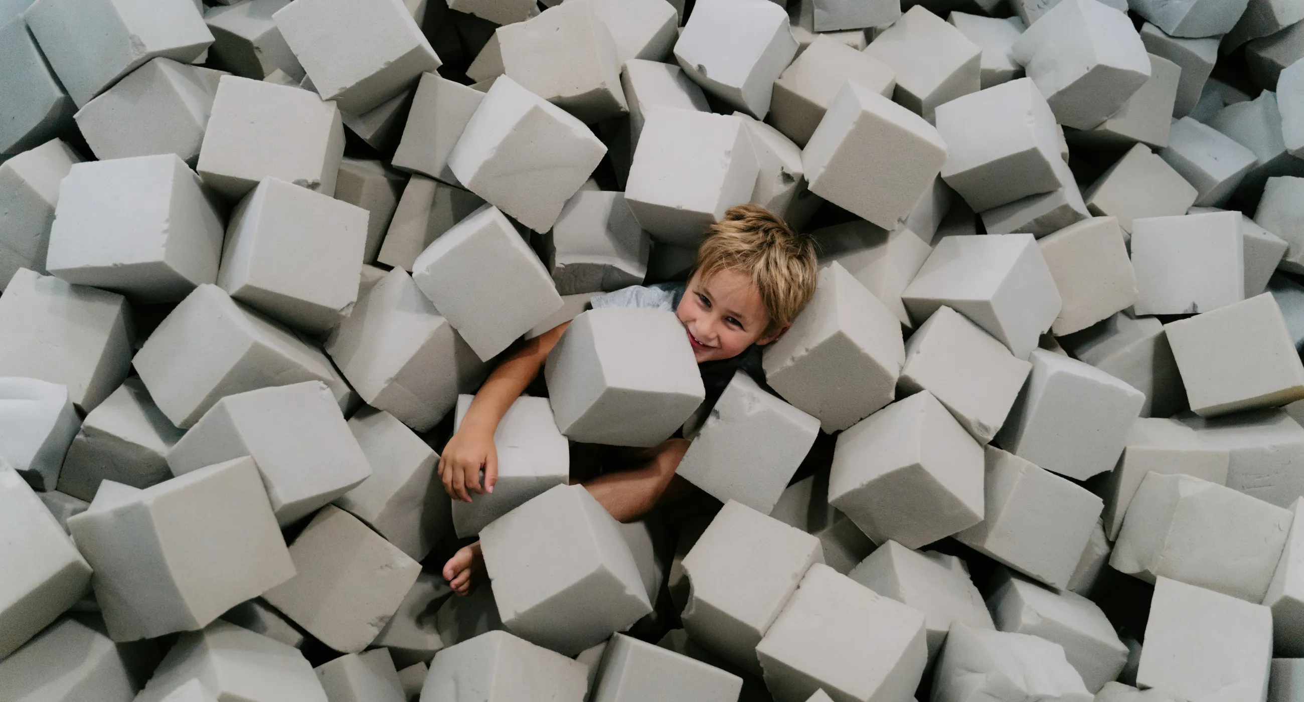 Kids playing in cubes