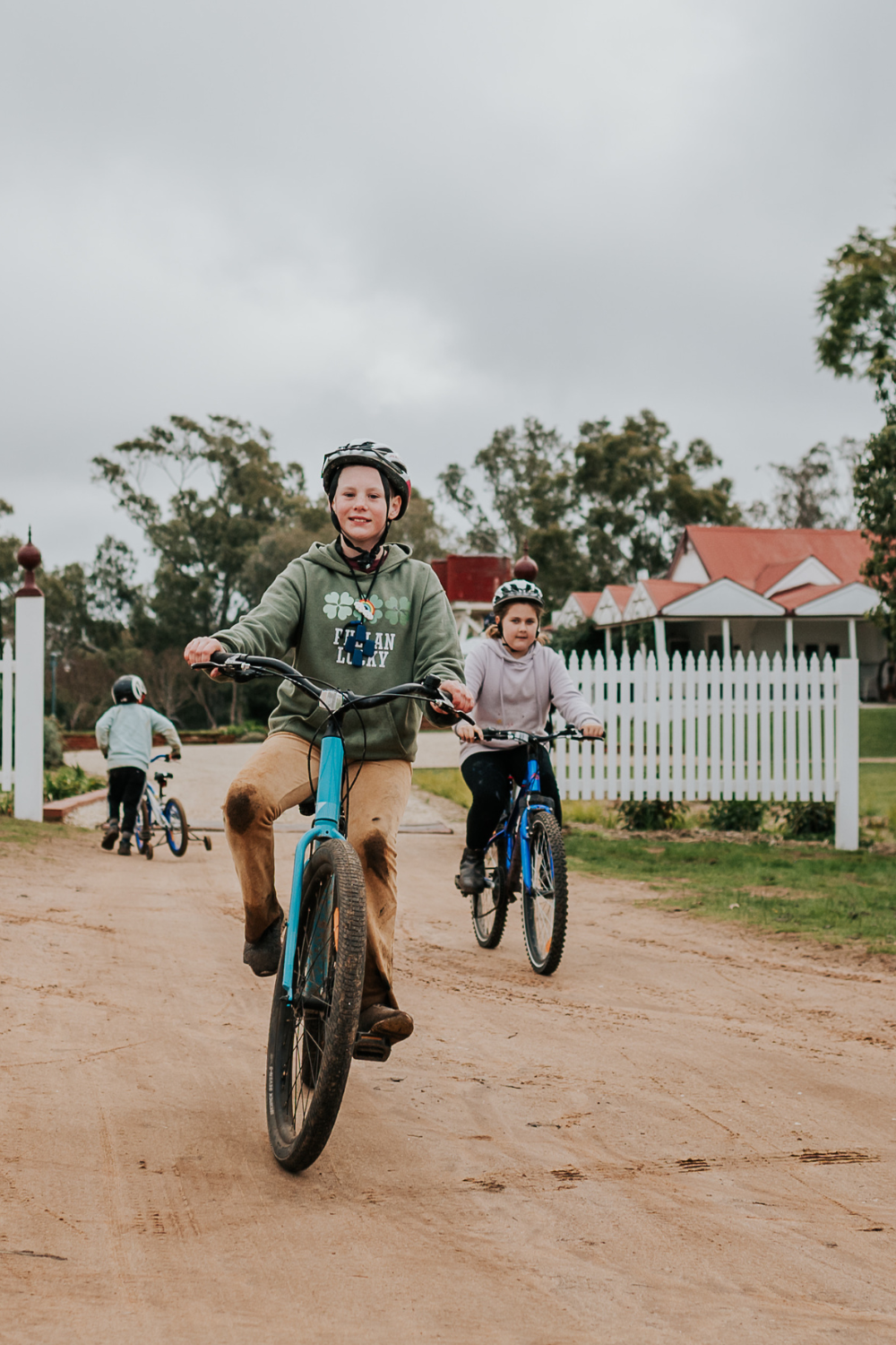 Kids riding bikes